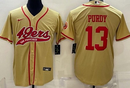 Men's San Francisco 49ers #13 Brock Purdy Limited Gold Baseball Jersey