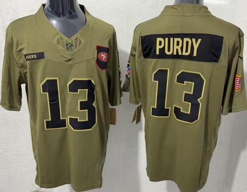 Men's San Francisco 49ers #13 Brock Purdy Limited Green 2025 Salute To Service Jersey