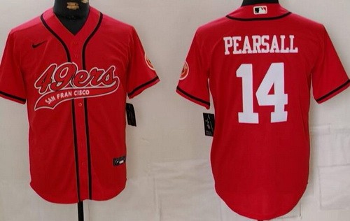 Men's San Francisco 49ers #14 Ricky Pearsall Limited Red Baseball Jersey
