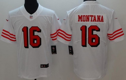 Men's San Francisco 49ers #16 Joe Montana Limited White Color Rush Jersey