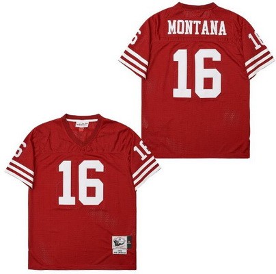 Men's San Francisco 49ers #16 Joe Montana Red 1989 Throwback Jersey