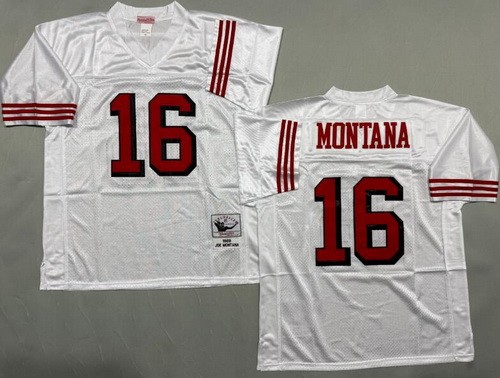 Men's San Francisco 49ers #16 Joe Montana White Alternate 1989 Throwback Jersey