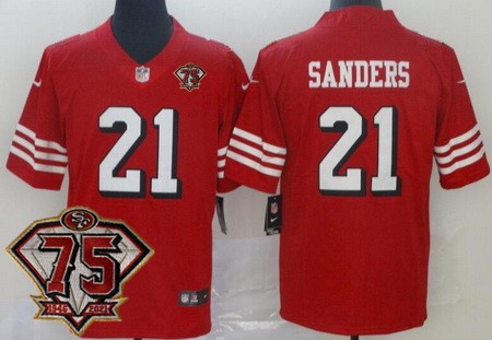 Men's San Francisco 49ers #21 Deion Sanders Limited Red 75th Anniversary Alternate Vapor Jersey