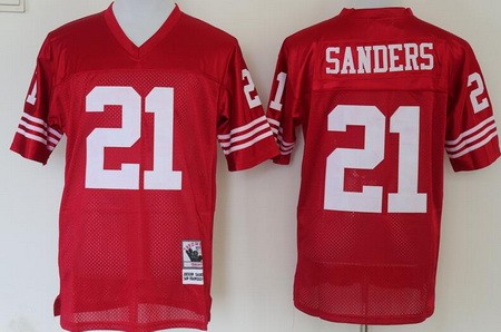 Men's San Francisco 49ers #21 Deion Sanders Red Throwback Jersey
