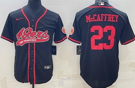 Men's San Francisco 49ers #23 Christian McCaffrey Limited Black Baseball Jersey
