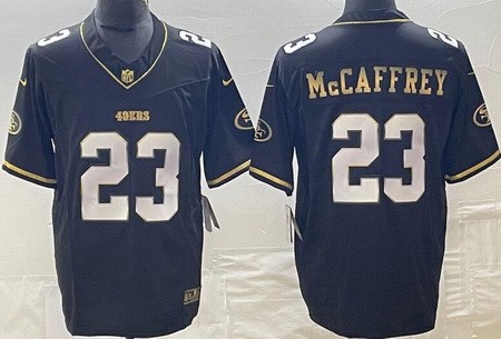 Men's San Francisco 49ers #23 Christian McCaffrey Limited Black Gold FUSE Vapor Jersey