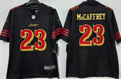 Men's San Francisco 49ers #23 Christian McCaffrey Limited Black Rivalries Vapor Jersey
