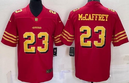 Men's San Francisco 49ers #23 Christian McCaffrey Limited Red Gold Vapor Jersey