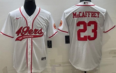 Men's San Francisco 49ers #23 Christian McCaffrey Limited White Baseball Jersey