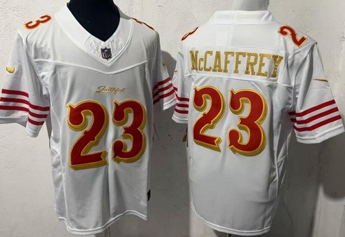 Men's San Francisco 49ers #23 Christian McCaffrey Limited White Rivalries FUSE Vapor Jersey