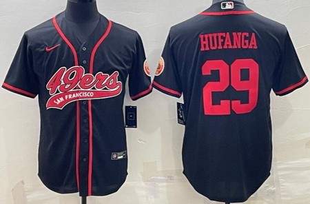 Men's San Francisco 49ers #29 Talanoa Hufanga Limited Black Baseball Jersey
