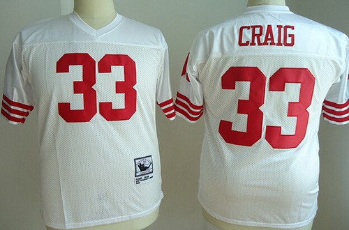 Men's San Francisco 49ers #33 Roger Craig White Throwback Jersey