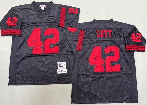 Men's San Francisco 49ers #42 Ronnie Lott Black 1989 Throwback Jersey