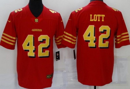 Men's San Francisco 49ers #42 Ronnie Lott Limited Red Gold Vapor Jersey