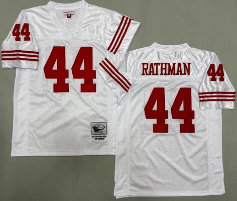 Men's San Francisco 49ers #44 Tom Rathman White Throwback Jersey