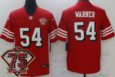 Men's San Francisco 49ers #54 Fred Warner Limited Red 75th Anniversary Alternate Vapor Jersey