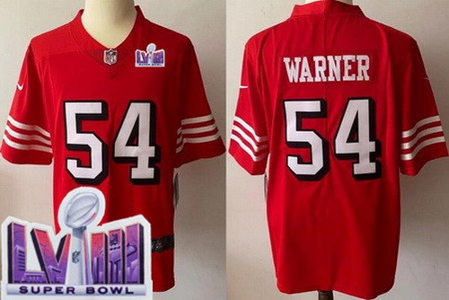 Men's San Francisco 49ers #54 Fred Warner Limited Red Alternate LVIII Super Bowl Vapor Jersey