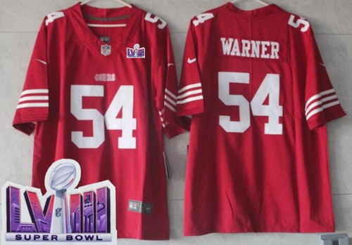 Men's San Francisco 49ers #54 Fred Warner Limited Red LVIII Super Bowl Vapor Jersey