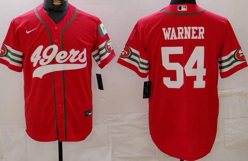 Men's San Francisco 49ers #54 Fred Warner Limited Red Mexico Fashion Baseball Jersey