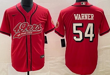 Men's San Francisco 49ers #54 Fred Warner Limited Red Throwback Baseball Jersey