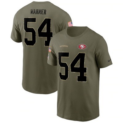 Men's San Francisco 49ers #54 Fred Warner Olive 2022 Salute To Service T Shirt