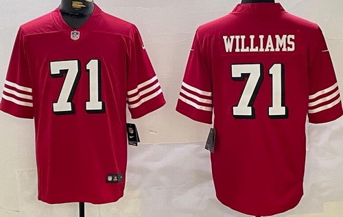 Men's San Francisco 49ers #71 Trent Williams Limited Red Throwback Vapor Jersey