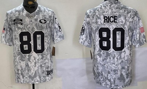 Men's San Francisco 49ers #80 Jerry Rice Limited Arctic Camo 2024 Salute to Service Jersey