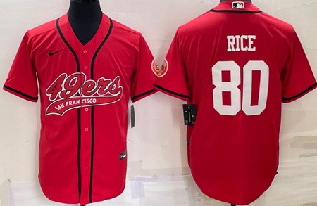 Men's San Francisco 49ers #80 Jerry Rice Red Baseball Jersey