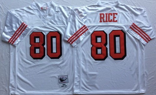 Men's San Francisco 49ers #80 Jerry Rice White 1994 Throwback Jersey