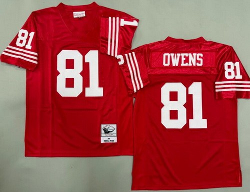 Men's San Francisco 49ers #81 Terrell Owens Red 1990 Throwback Jersey