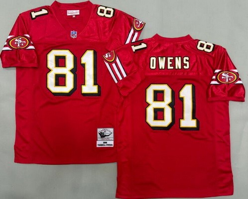 Men's San Francisco 49ers #81 Terrell Owens Red 1996 Throwback Jersey