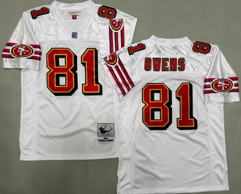 Men's San Francisco 49ers #81 Terrell Owens White 1996 Throwback Jersey