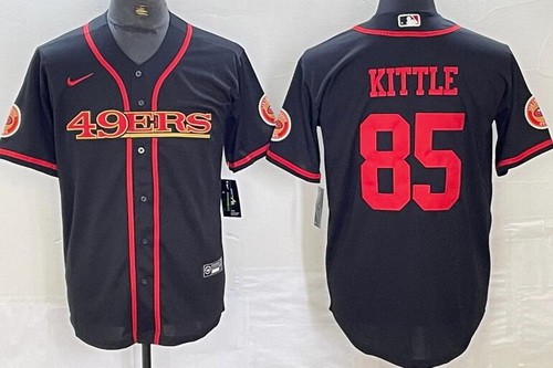 Men's San Francisco 49ers #85 George Kittle Black 2023 Baseball Jersey