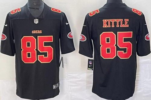 Men's San Francisco 49ers #85 George Kittle Limited Black Fashion Vapor Jersey