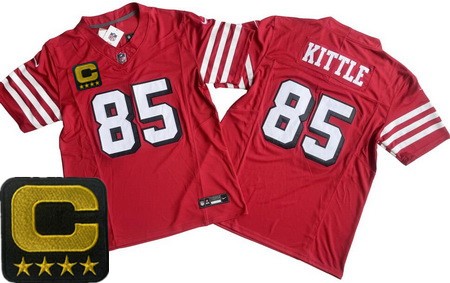 Men's San Francisco 49ers #85 George Kittle Limited Red Alternate C Patch FUSE Vapor Jersey