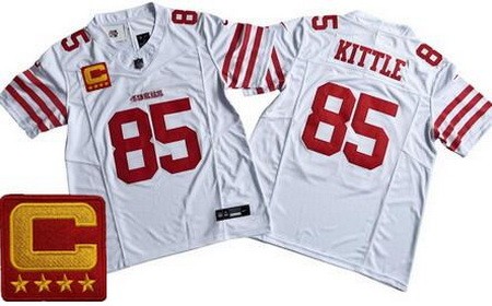Men's San Francisco 49ers #85 George Kittle Limited White C Patch FUSE Vapor Jersey