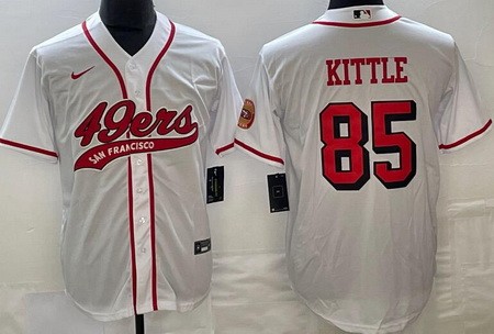 Men's San Francisco 49ers #85 George Kittle White Alternate Baseball Jersey