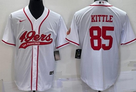 Men's San Francisco 49ers #85 George Kittle White Baseball Jersey
