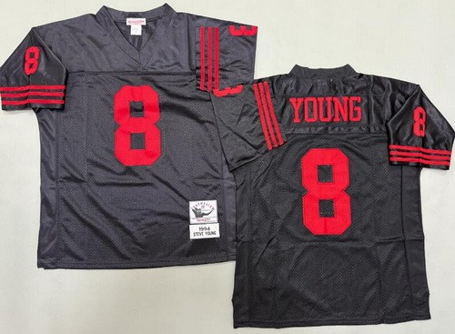 Men's San Francisco 49ers #8 Steve Young Black 1994 Throwback Jersey
