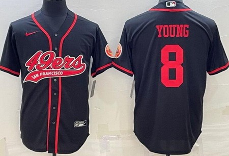 Men's San Francisco 49ers #8 Steve Young Limited Black Baseball Jersey