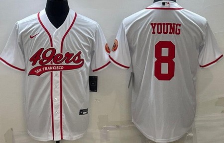 Men's San Francisco 49ers #8 Steve Young Limited White Baseball Jersey