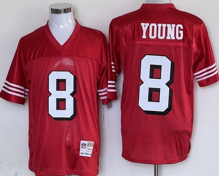Men's San Francisco 49ers #8 Steve Young Red 1994 Throwback Jersey