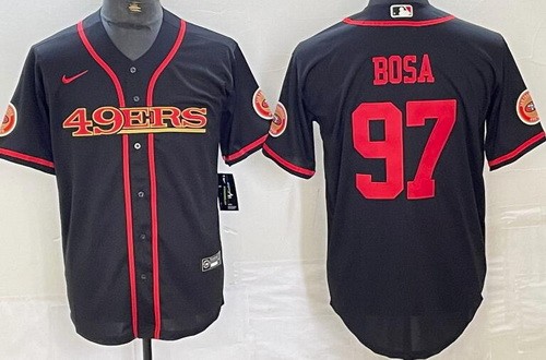 Men's San Francisco 49ers #97 Nick Bosa Black 2023 Baseball Jersey