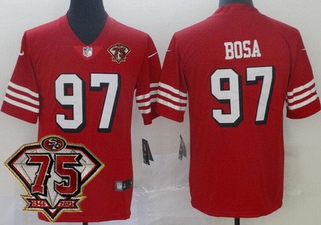 Men's San Francisco 49ers #97 Nick Bosa Limited Red 75th Anniversary Alternate Vapor Jersey