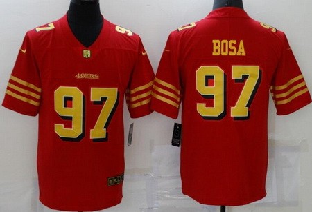 Men's San Francisco 49ers #97 Nick Bosa Limited Red Gold Vapor Jersey