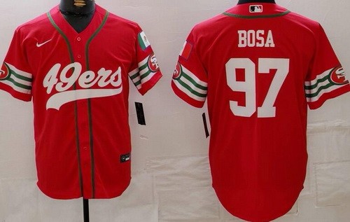 Men's San Francisco 49ers #97 Nick Bosa Limited Red Mexico Fashion Baseball Jersey