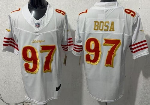 Men's San Francisco 49ers #97 Nick Bosa Limited White Rivalries FUSE Vapor Jersey