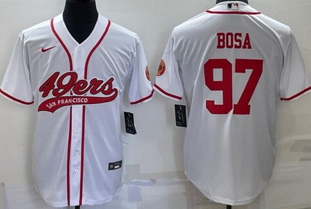 Men's San Francisco 49ers #97 Nick Bosa White Baseball Jersey