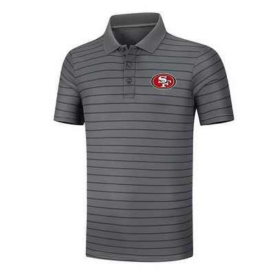Men's San Francisco 49ers Anthracite Collection Striped Performance Pique Polo