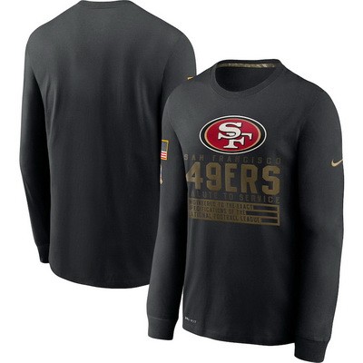 Men's San Francisco 49ers Black 2020 Salute To Service Long Sleeves T Shirt 224